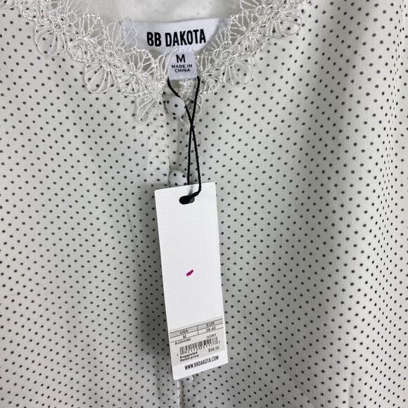 NWT BB Dakota White Lace with Black Dots Blouse- Size M - Picture 6 of 6